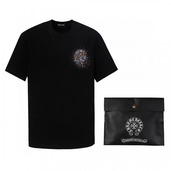 「#2798」Chrome Hearts heart splashed ink Sanskrit horseshoe t-shirtarts