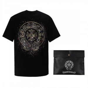 「#2798」Chrome Hearts heart splashed ink Sanskrit horseshoe t-shirtarts