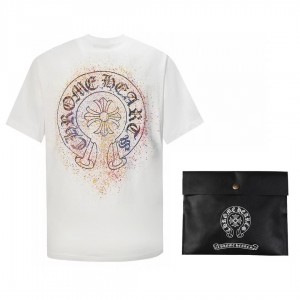 「#2799」Chrome Hearts heart splashed ink Sanskrit horseshoe t-shirtarts