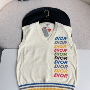 「#2595」Dior Monochrome striped knitted waistcoat