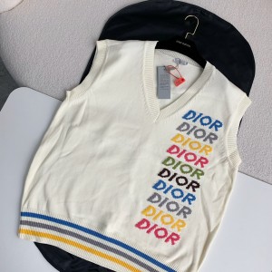「#2595」Dior Monochrome striped knitted waistcoat