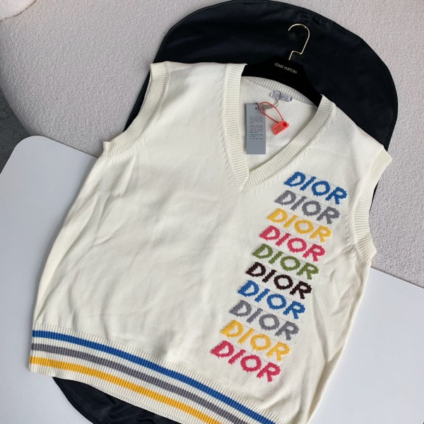 Dior Monochrome striped knitted waistcoat