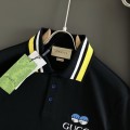 「#2857」Gucci Floral neckline embroidered polo shirt with cartoon lettering