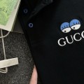 「#2857」Gucci Floral neckline embroidered polo shirt with cartoon lettering
