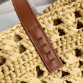 「#2921」YSL  Raffia patchwork cow leather woven single shoulder handbag  Size：42*20*22cm
