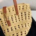 「#2921」YSL  Raffia patchwork cow leather woven single shoulder handbag  Size：42*20*22cm