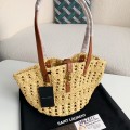 「#2921」YSL  Raffia patchwork cow leather woven single shoulder handbag  Size：42*20*22cm