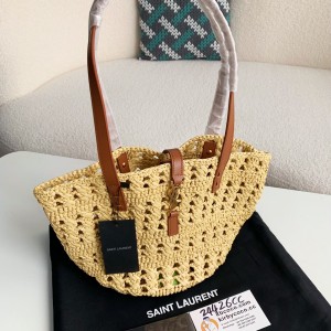 「#2921」YSL  Raffia patchwork cow leather woven single shoulder handbag  Size：42*20*22cm