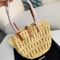 「#2921」YSL  Raffia patchwork cow leather woven single shoulder handbag  Size：42*20*22cm