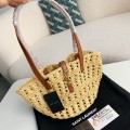 「#2921」YSL  Raffia patchwork cow leather woven single shoulder handbag  Size：42*20*22cm