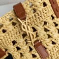 「#2921」YSL  Raffia patchwork cow leather woven single shoulder handbag  Size：42*20*22cm