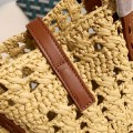 「#2921」YSL  Raffia patchwork cow leather woven single shoulder handbag  Size：42*20*22cm