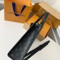 「#2969」Louis Vuitton's new Sac Plat Horizontal Zippé men's black flower briefcase M45165 Size: 31*39*8.5cm