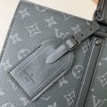 「#2969」Louis Vuitton's new Sac Plat Horizontal Zippé men's black flower briefcase M45165 Size: 31*39*8.5cm