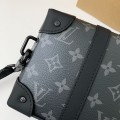 「#2970」Louis Vuitton's new Sac Plat Horizontal Zippé men's black flower briefcase M45165 Size:  22.5*14*5cm