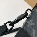 「#2970」Louis Vuitton's new Sac Plat Horizontal Zippé men's black flower briefcase M45165 Size:  22.5*14*5cm