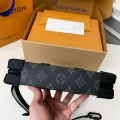 「#2970」Louis Vuitton's new Sac Plat Horizontal Zippé men's black flower briefcase M45165 Size:  22.5*14*5cm