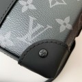 「#2970」Louis Vuitton's new Sac Plat Horizontal Zippé men's black flower briefcase M45165 Size:  22.5*14*5cm
