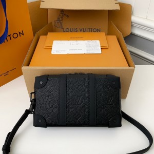 「#2971」Louis Vuitton's new Sac Plat Horizontal Zippé men's black flower briefcase M80224 Size:  22.5*14*5cm