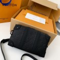 「#2971」Louis Vuitton's new Sac Plat Horizontal Zippé men's black flower briefcase M80224 Size:  22.5*14*5cm