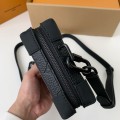 「#2971」Louis Vuitton's new Sac Plat Horizontal Zippé men's black flower briefcase M80224 Size:  22.5*14*5cm