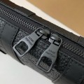 「#2971」Louis Vuitton's new Sac Plat Horizontal Zippé men's black flower briefcase M80224 Size:  22.5*14*5cm