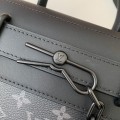 「#2972」Louis Vuitton's new Sac Plat Horizontal Zippé men's black flower briefcase M45165 Size: 31*39*8.5cm