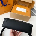 「#2972」Louis Vuitton's new Sac Plat Horizontal Zippé men's black flower briefcase M45165 Size: 31*39*8.5cm