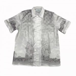 「#3030」Casablanca 22SS guardian plaster, black and white gradient men and women lovers Hawaiian short-sleev