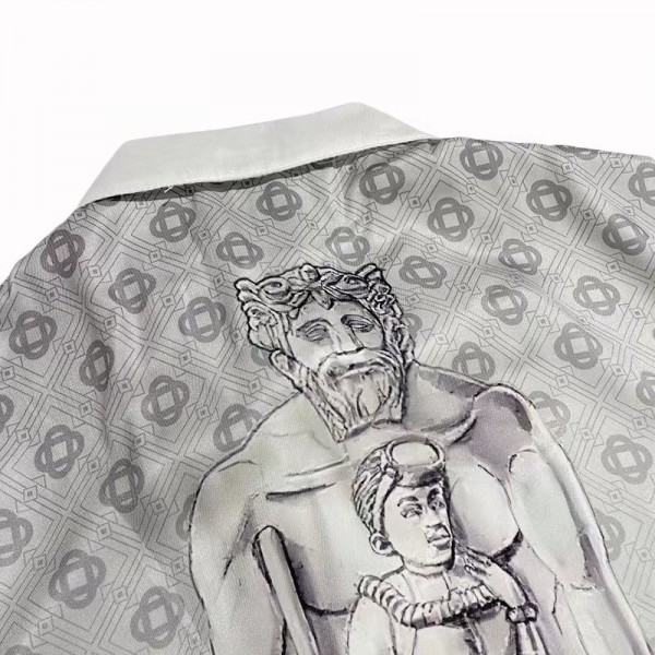 Casablanca 22SS guardian plaster, black and white gradient men and women lovers Hawaiian short-sleev