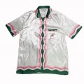 「#3032」Casablanca SS22 spring and summer, pink and green wavy print color bump short-sleeved shirt