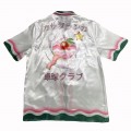 「#3032」Casablanca SS22 spring and summer, pink and green wavy print color bump short-sleeved shirt