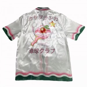 「#3032」Casablanca SS22 spring and summer, pink and green wavy print color bump short-sleeved shirt
