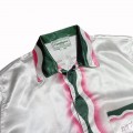 「#3032」Casablanca SS22 spring and summer, pink and green wavy print color bump short-sleeved shirt