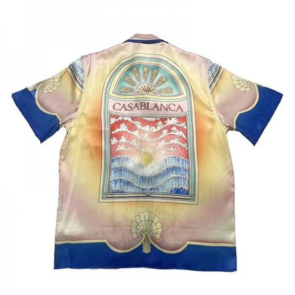 Casablanca dream beach silk color printed shirt expensive summer street shirt
