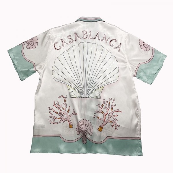 Casablanca 22SS pink shell coral short sleeve shirt