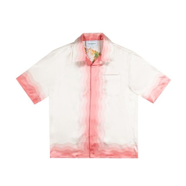 「#3058」 Casablanca Pure silk wide little holiday wind shirt