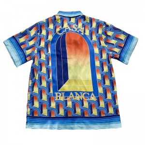 「#3059」Casablanca Dream Gate, White twill silk short sleeve shirt