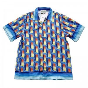 「#3059」Casablanca Dream Gate, White twill silk short sleeve shirt