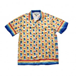 「#3060」Casablanca Dream Gate, White twill silk short sleeve shirt