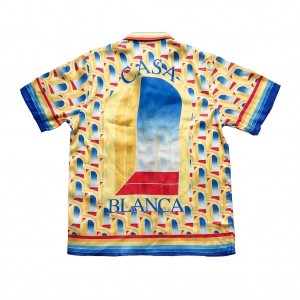 「#3060」Casablanca Dream Gate, White twill silk short sleeve shirt