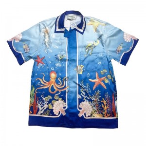 「#3063」Casablanca Sea World Submarine Print Hawaiian n wind shirt