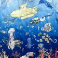 「#3063」Casablanca Sea World Submarine Print Hawaiian n wind shirt