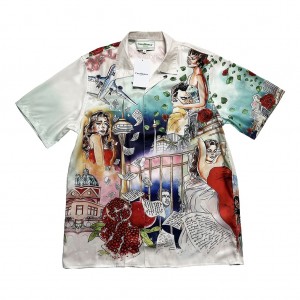 「#3102」Casablanca Tenni movie theater, Hawaiian short sleeve vacation shirt