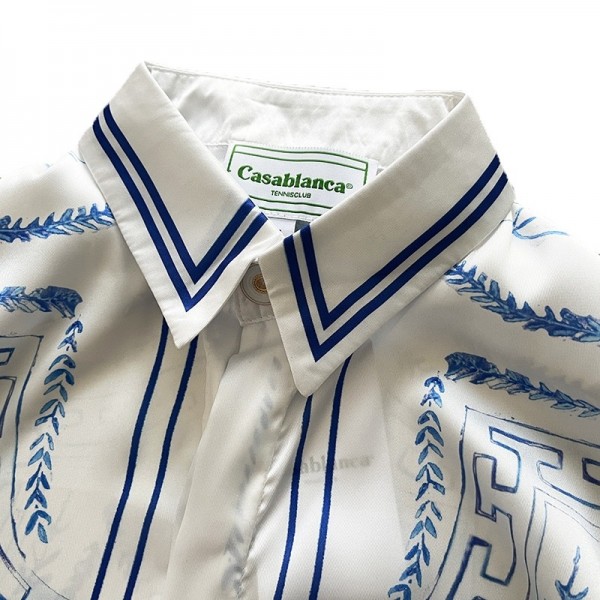 Casablanca 23SS Blue Marble Swan Hawaiian long sleeve shirt