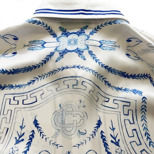 Casablanca 23SS Blue Marble Swan Hawaiian long sleeve shirt