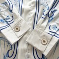 「#3117」Casablanca 23SS Blue Marble Swan Hawaiian long sleeve shirt