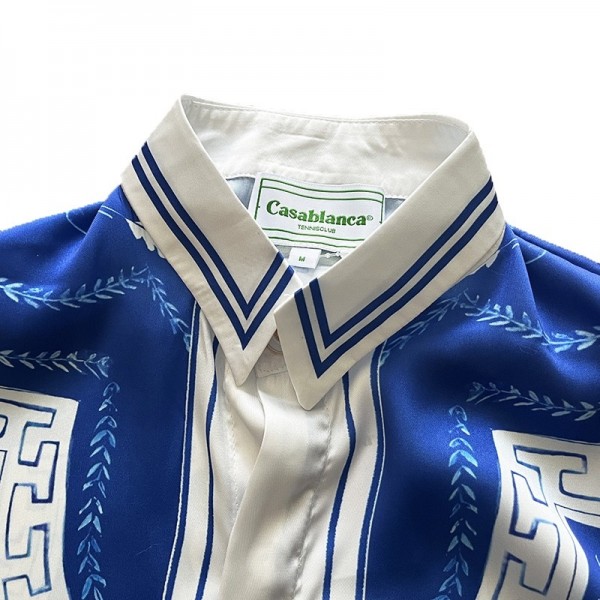 Casablanca 23SS Blue Marble Swan Hawaiian long sleeve shirt