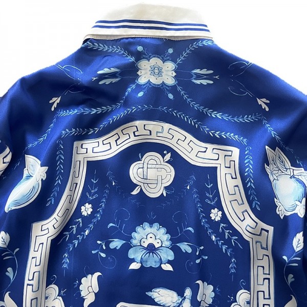 Casablanca 23SS Blue Marble Swan Hawaiian long sleeve shirt