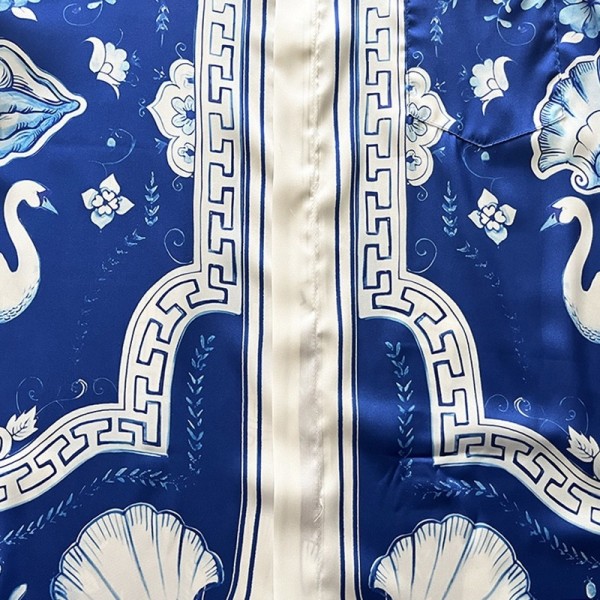 Casablanca 23SS Blue Marble Swan Hawaiian long sleeve shirt